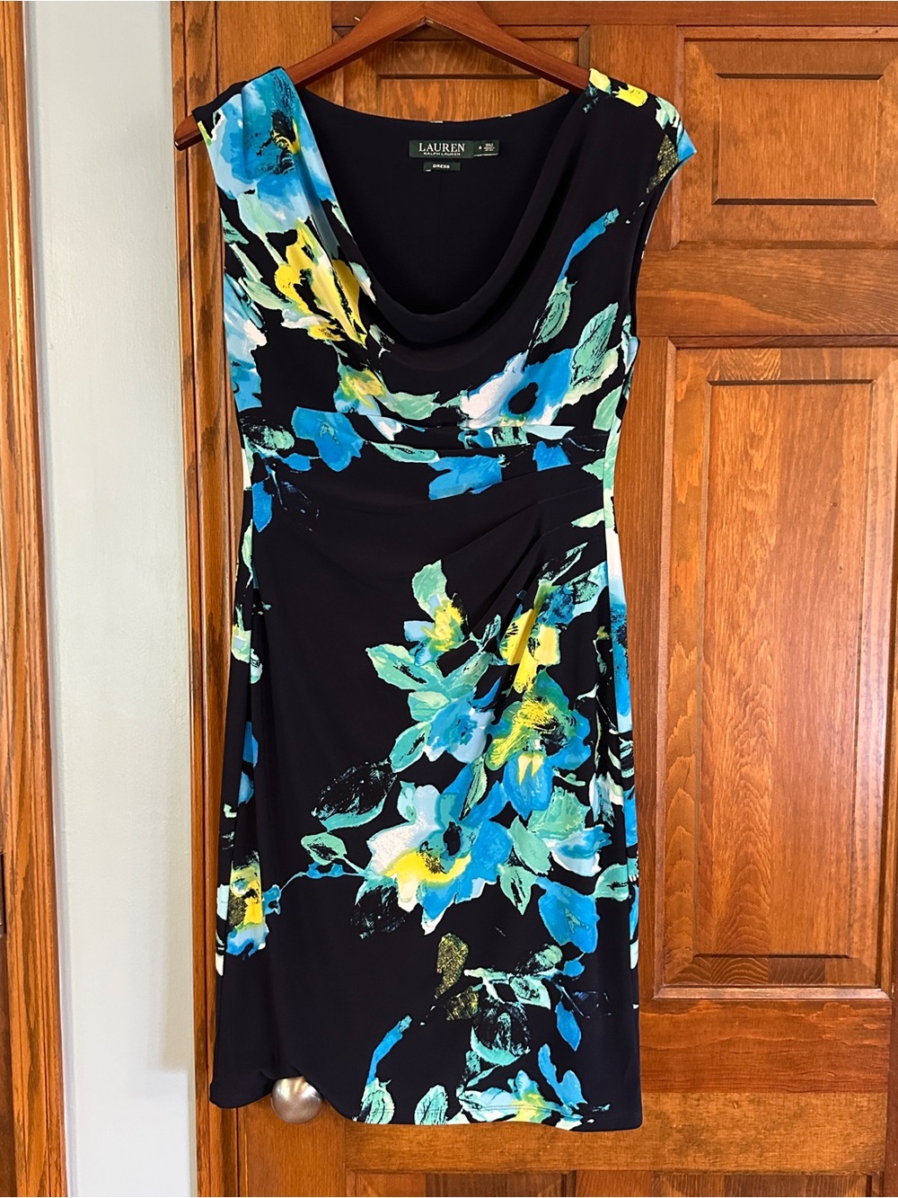 Ralph Lauren Midi Dress with Blue and Yellow Floral Print